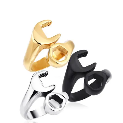 Mens Biker Mechanic Wrench Ring For Men Stainless Steel Size Size 7-14 • $10.81