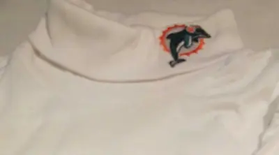 Miami Dolphins Youth T-Shirt Large Long Sleeve Turtleneck White NFL Majestic • $9.81