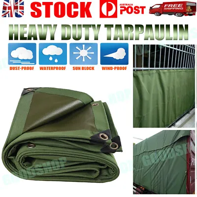 3 Sizes Army Heavy Duty Canvas Tarp Tarpaulin Sun Blocked Waterproof Dustproof  • $26.88