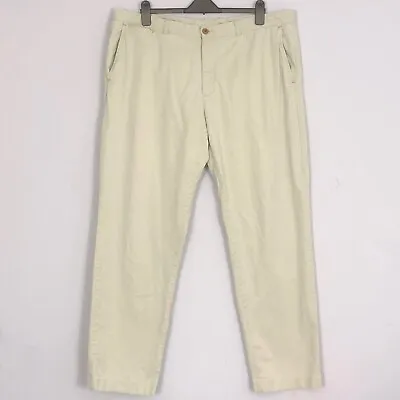 Tommy Bahama Pants Mens 42x34 Cream Ivory Flat Front Cotton Blend Khakis Chinos • $23.28