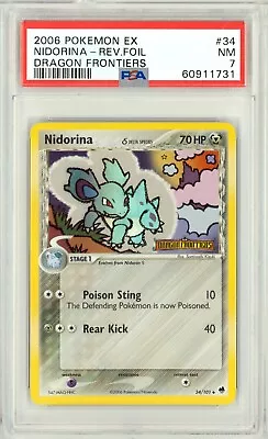 $5.50 • Buy Nidorina 2006 Pokemon Ex Dragon Frontiers Reverse Foil Stamped #43 Psa 7 Nm 1731