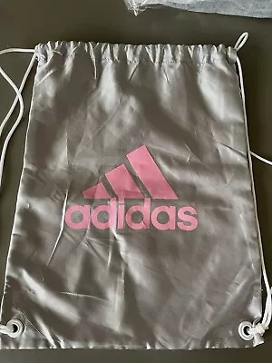 Adidas Nylon Drawstring Backpack Bag Soccer Track Black Pink Gray • $11.98