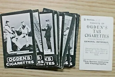 Navy  Warfare   1902  D Series General Interest Ogdens Tab Cigarette Cards • £1.25