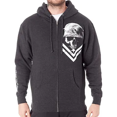 Metal Mulisha Trooper Zip-Up Fleece Hoodie Charcoal Heather Grey Men's Small S • $39.95