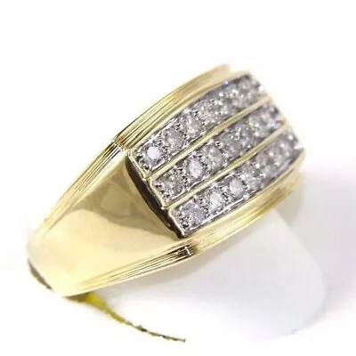 3Ct Round 3-Row Moissanite Men's Wedding Anniversary Ring 14k Yellow Gold Plated • $93.78