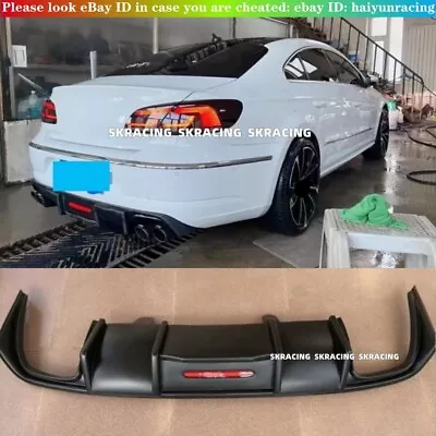 Fit For Volkswagen VW CC 2009-17 PP Rear Bumper Diffuser Spoiler Lip Matt Black • $314