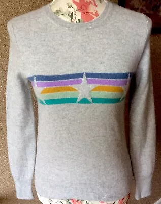 £4.50 • Buy Ladies Size 8 M&S Autograph Grey ‘Stars’ Banded Front 100% Cashmere Jumper