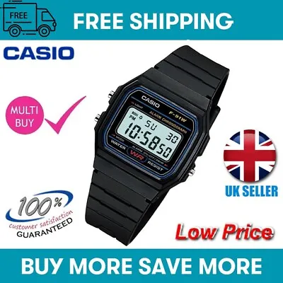 Original Casio Class Digital Watch With Resin Strap In Black -Water Splush F91 • £5.19