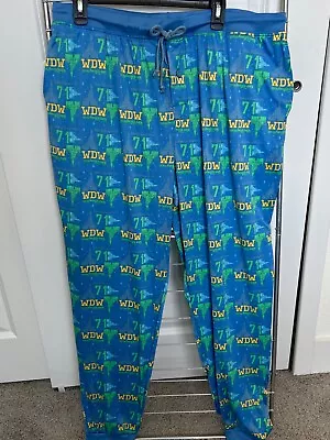 Disney Parks MensX Large Mickey Mouse Blue Drawstring Pajama Pants Loungewear • $12