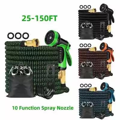 25-150FT Expandable Flexible Garden Water Hose 10 Function Spray Nozzle Car Wash • $9.88