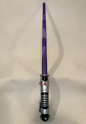 Star Wars Purple Plastic Light Saber Mace Windu 2002 Extending 30” Hasbro • $16.95