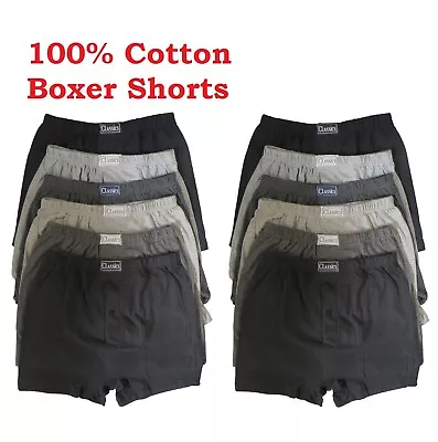 100% Cotton Pack Of 6x 12x Mens Boxer Shorts Extra Soft Button Fly Underwear  • £3.99