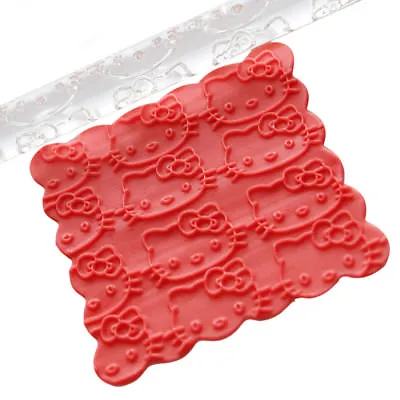 £5.95 • Buy Acrylic Embossed Rolling Pin Cake Design Decorating Kitty Cat Icing UK Seller