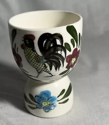 Vintage Double Porcelain Egg Cup - Fancy Feathered Rooster & Flowers • $18