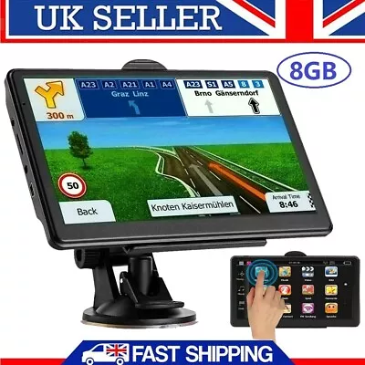 7  Car Truck Sat Nav GPS Navigation 8GB Free Lifetime UK & EU Maps Touch Screen • £41.99