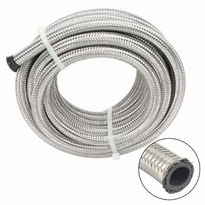 20 Feet AN8 8AN Fuel Oil Gas Hose Line Stainless Steel Braided Silver CPE Hose  • $29.99