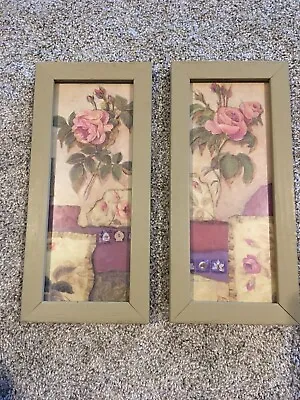 C Winterle Olson Framed Prints With Glass  11  X 5  Signed Roses & Greenery • $14.95