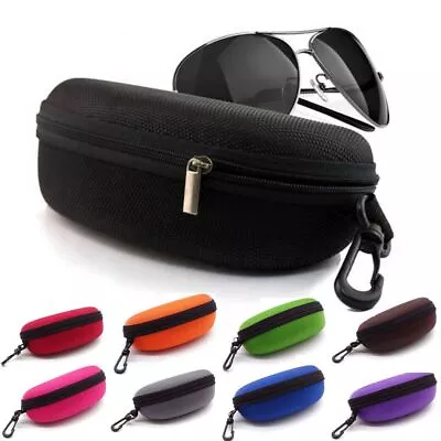 Portable Zipper Eye Glasses Sunglasses Hard Case Box Protector Large Hold Gifts • £4.90