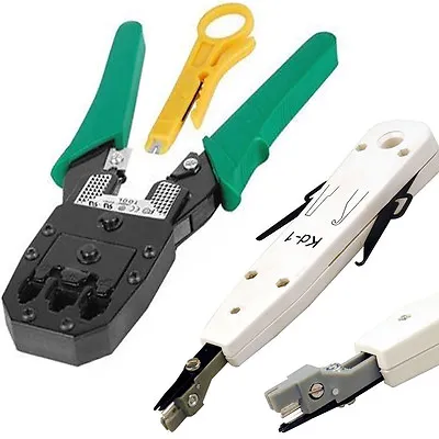 Ethernet Network Kit RJ45 RJ11 Cat5e Cat6 Crimping Crimper KRONE IDC Punch Tool • £6.95