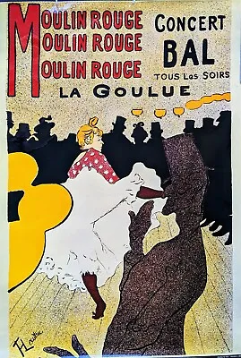 Vtg Moulin Rouge Concert Bal Tous Les Soirs La Goulue Print Art Poster/Italy • $45