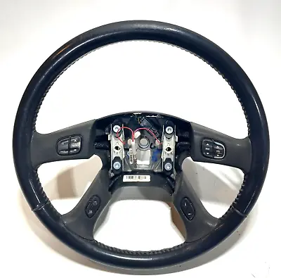 03-06 Chevy Silverado Trailblazer Envoy Tahoe Steering Wheel Black Leather WEAR • $76.49