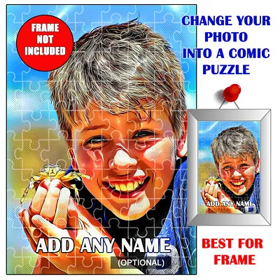Personalised Comic Jigsaw Puzzle Portrait With Your Photo -Add Any Name Or Text  • £12.99