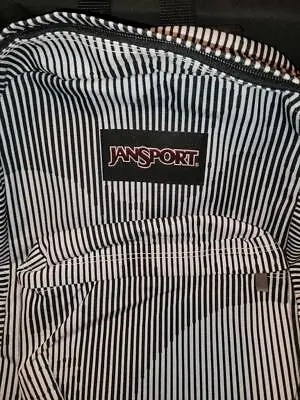 Nwot Jansport Superbreak Black Label Backpack Black & White Stripes Free Us S&h • £57.86