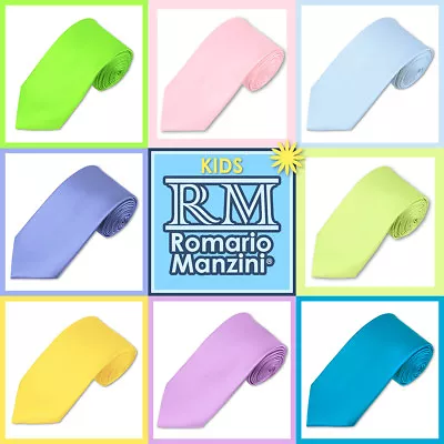 Brand New Romario Manzini® Kids Solid Necktie (45 Colors)  • $10