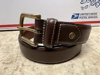 Coach 5916 Mens Dress Belt 36 Mahogany Brown Leather Cow Hide Brass Buckle • $39.99