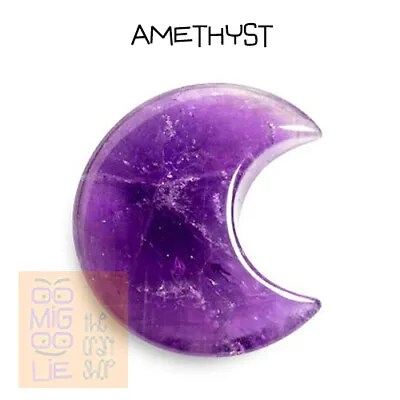 Crystal Crescent Moon Gemstone *Natural Pocket Stones Chakra Reiki Healing Worry • £4.95