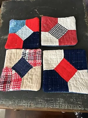 Primitive Stitchery Vintage Patchwork Coasters Set Of 4 • $14.95