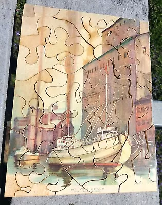 Vintage Wood Jigsaw Puzzle  The Whaleback  - Great Lakes Freighter Ship • $49