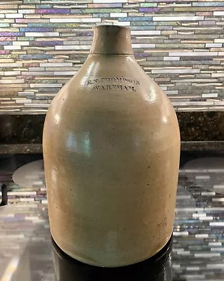 Antique American Stoneware Massachusetts Druggist Advertising 1 Gal. Spirts Jug • $122.50