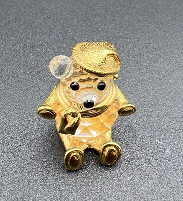 Swarovski Miniature Crystal Bear Hat Gold Tone 1980's Trimlite Figurine Gift • $19.01