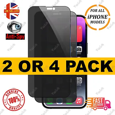 Privacy Tempered Glass Screen Protector For IPhone 15 14 13 12 11 X Pro Max Plus • £3.59