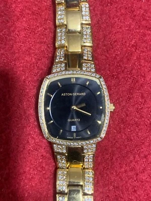 £160 • Buy ASTON GERARD DIAMOND  WOMEN WATCH  No 090566 18 CARAT GOLD PLATED 