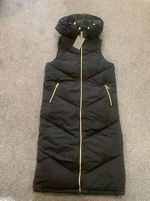 Women's Society 8 Freya Long Hooded Gillet Black Size 8 New With Tags • £30