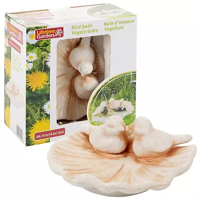 £9.99 • Buy Ceramic Bird Bath Feeder Bowl Outdoor Garden Decor Ornament Leaf Patio White