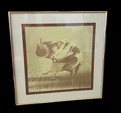 Manifestations Inc Optical Illusionary Art Two Birds Vintage Gold Print 18”x18” • $39.99
