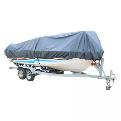 Gray 600D Marine Polyester Canvas Trailerable Waterproof Boat Cover 17-19FT • $51.86