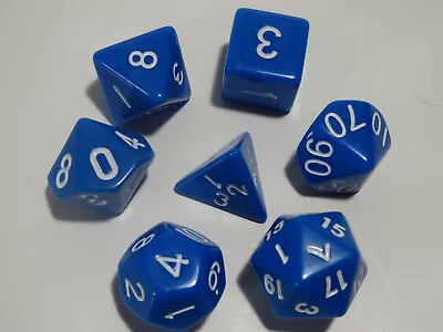 RPG Dice Set Of 7 - Opaque Blue D4 D6 D8 D10 D12 D20 D00-90 • $7.19