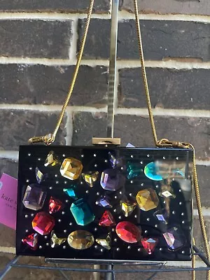 NWT$440 Kate Spade Sweet Treats Jeweled Resin Small Clutch Crossbody Black Multi • $244