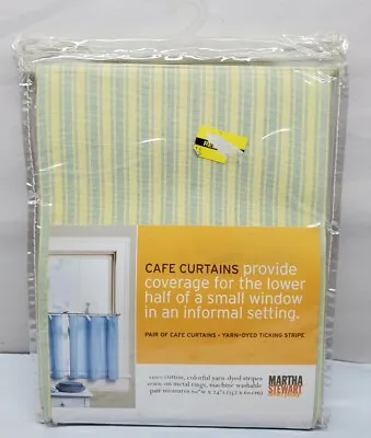 NEW Martha Stewart Ticking Stripe Cafe Curtain Pair 60  By 24   Free Shipping  • $25.99