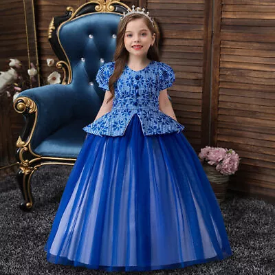 Flower Girls Bridesmaid Party Dress Pageant Elegant Wedding Kids Princess Gown • $34.38