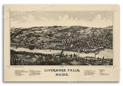 Livermore Falls Maine 1889 Historic Panoramic Town Map - 20x30 • $18.95
