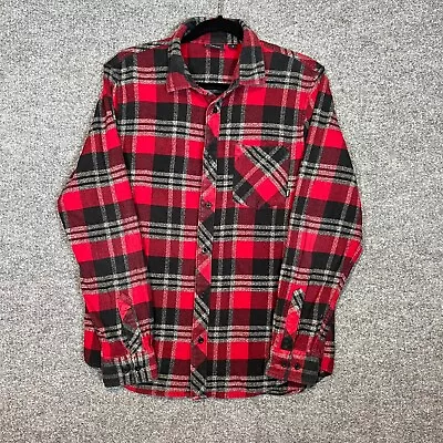 Vans Shirt Mens Small Red Plaid Flannel Button Down Long Sleeve Soft Casual • $14.99