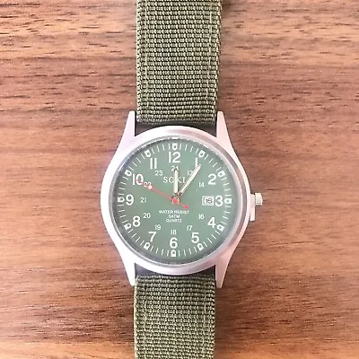Mens  Green Military Style Quartz Watch Casual Luminous Date Army in UK. • £6.99