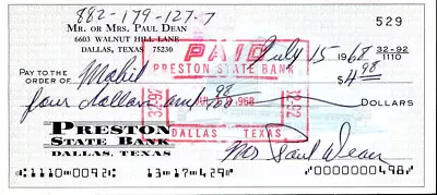 Paul 'Daffy' Dean Signed Check Dated 1968 / 1930s Cardinals/Browns • $174.99