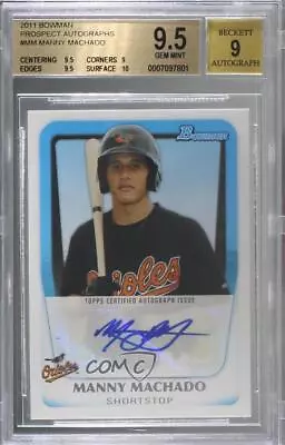 2011 Bowman Prospects Auto Manny Machado #BPA-MM BGS 9.5 GEM MINT Auto • $254.35