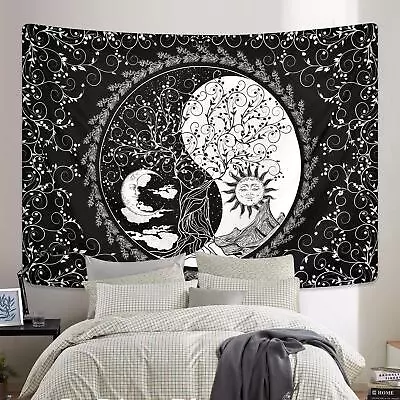 Sun And Moon Tapestry Mandala Yin Yang Tapestry Black And White Tapestries Ps... • $16.65